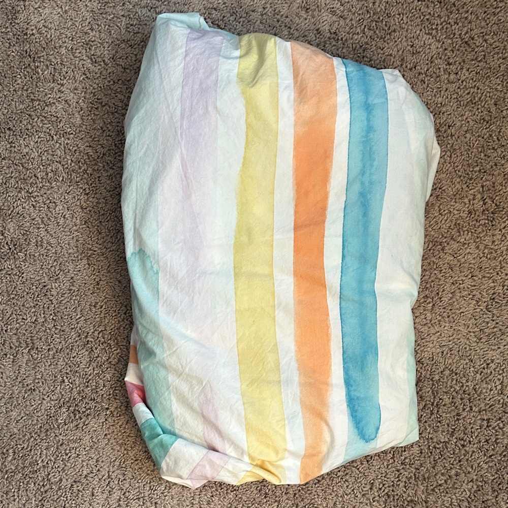 Pottery Barn Kids Pastel Striped Duvet Cover with matching shams